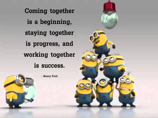 coming together teamwork minions